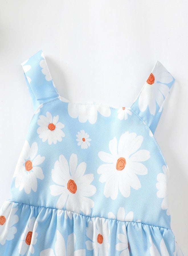 Saeaby Baby Girl Dress Summer Outfits Baby Clothes for Girls 1 Year Old Boho Halter Sleeveless Dresses Blue Daisy Sundress 12-18 Month Girl Clothes - Image 5